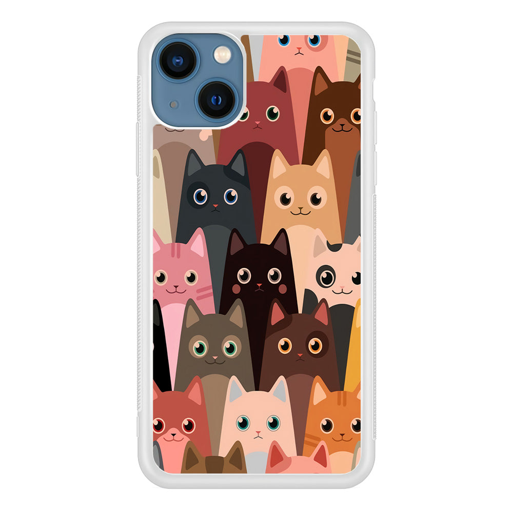 Cute Cat Doodle iPhone 13 Case-Phone Case-Rubber White (2D Case)-Altracase