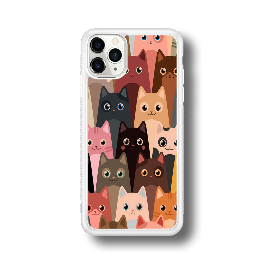 Cute Cat Doodle iPhone 11 Pro Max Case-Phone Case-Rubber White (2D Case)-Altracase