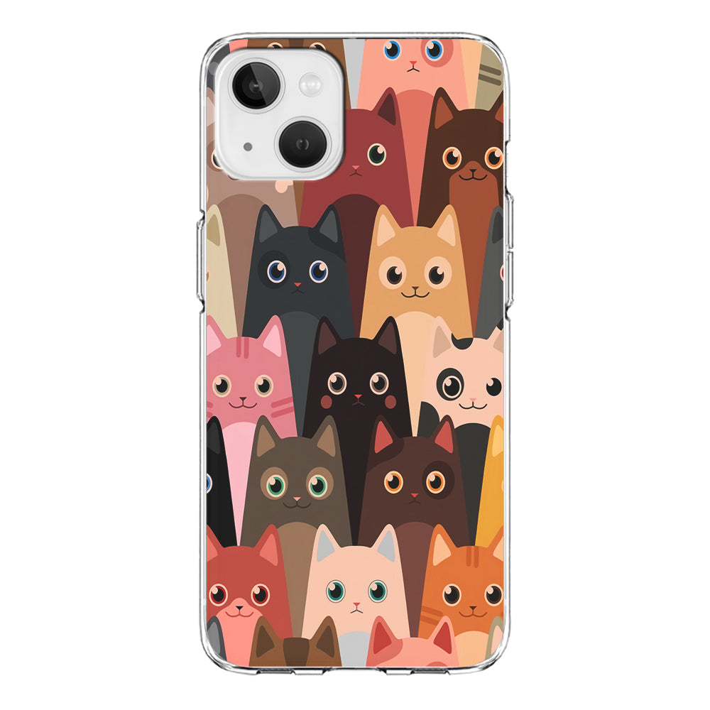 Cute Cat Doodle iPhone 15 Case-Phone Case-Clear Soft Case-Altracase