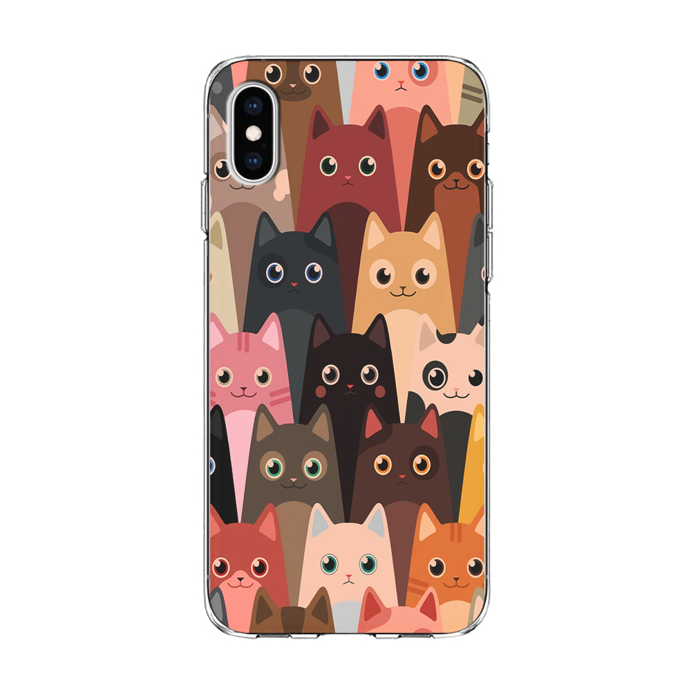 Cute Cat Doodle iPhone Xs Case-Phone Case-Clear Soft Case-Altracase