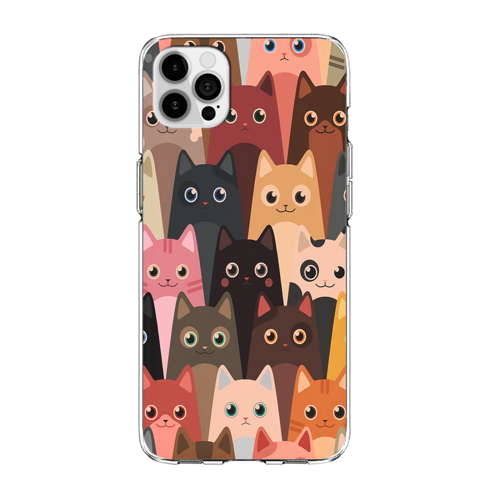 Cute Cat Doodle iPhone 15 Pro Max Case-Phone Case-Clear Soft Case-Altracase
