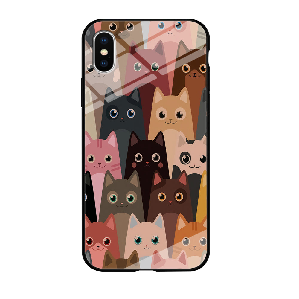 Cute Cat Doodle iPhone Xs Case-Phone Case-Tempered Glass Case-Altracase