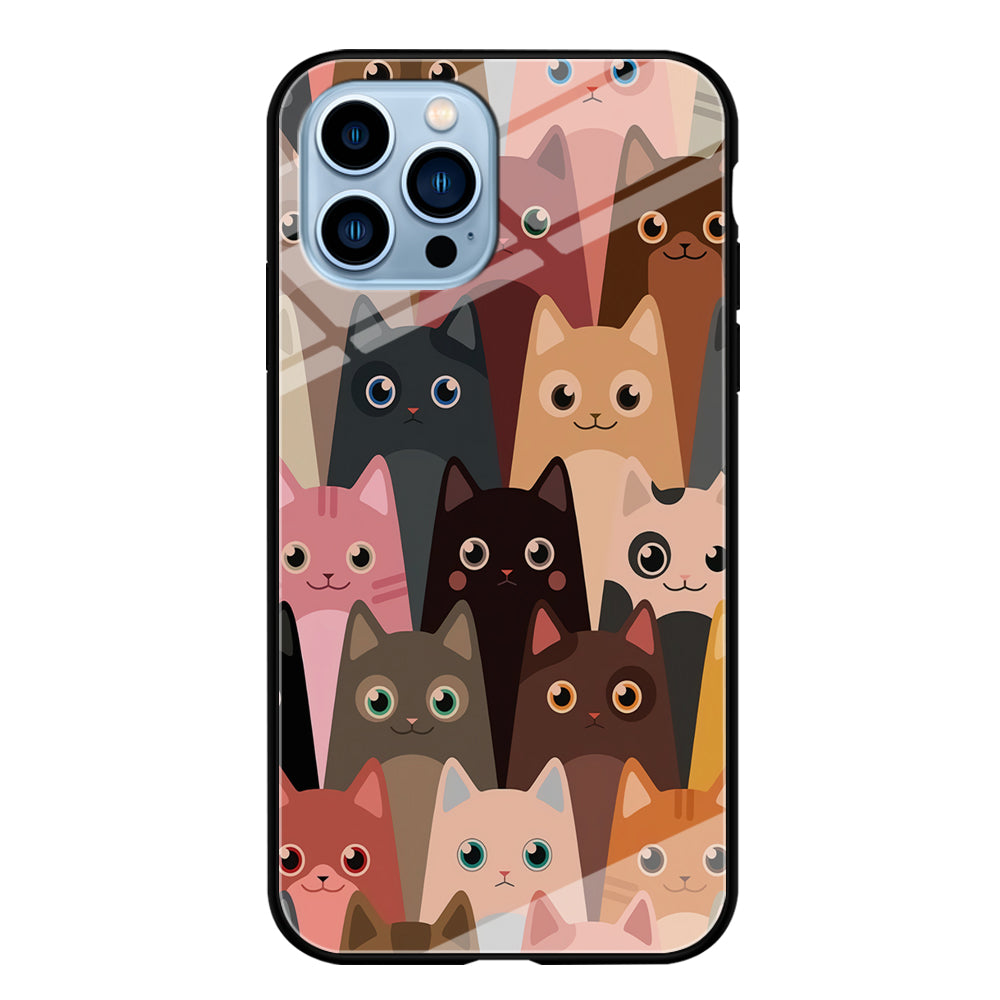 Cute Cat Doodle iPhone 15 Pro Case-Phone Case-Tempered Glass Case-Altracase
