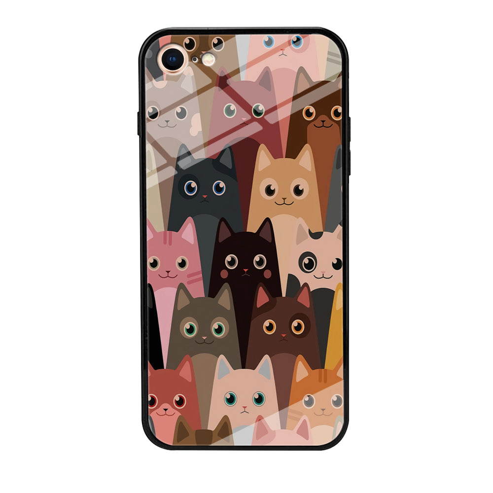 Cute Cat Doodle iPhone SE 2020 Case-Phone Case-Tempered Glass Case-Altracase