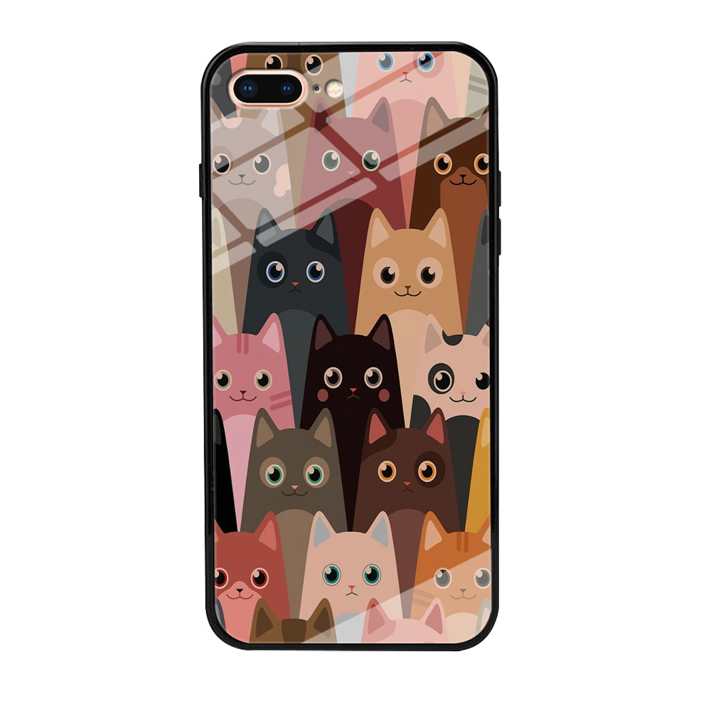 Cute Cat Doodle iPhone 8 Plus Case-Phone Case-Tempered Glass Case-Altracase