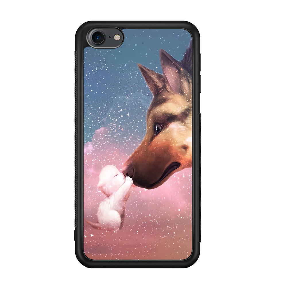 Cute Cat Kiss Dog iPod Touch 6 Case-Phone Case-Rubber White (2D Case)-Altracase
