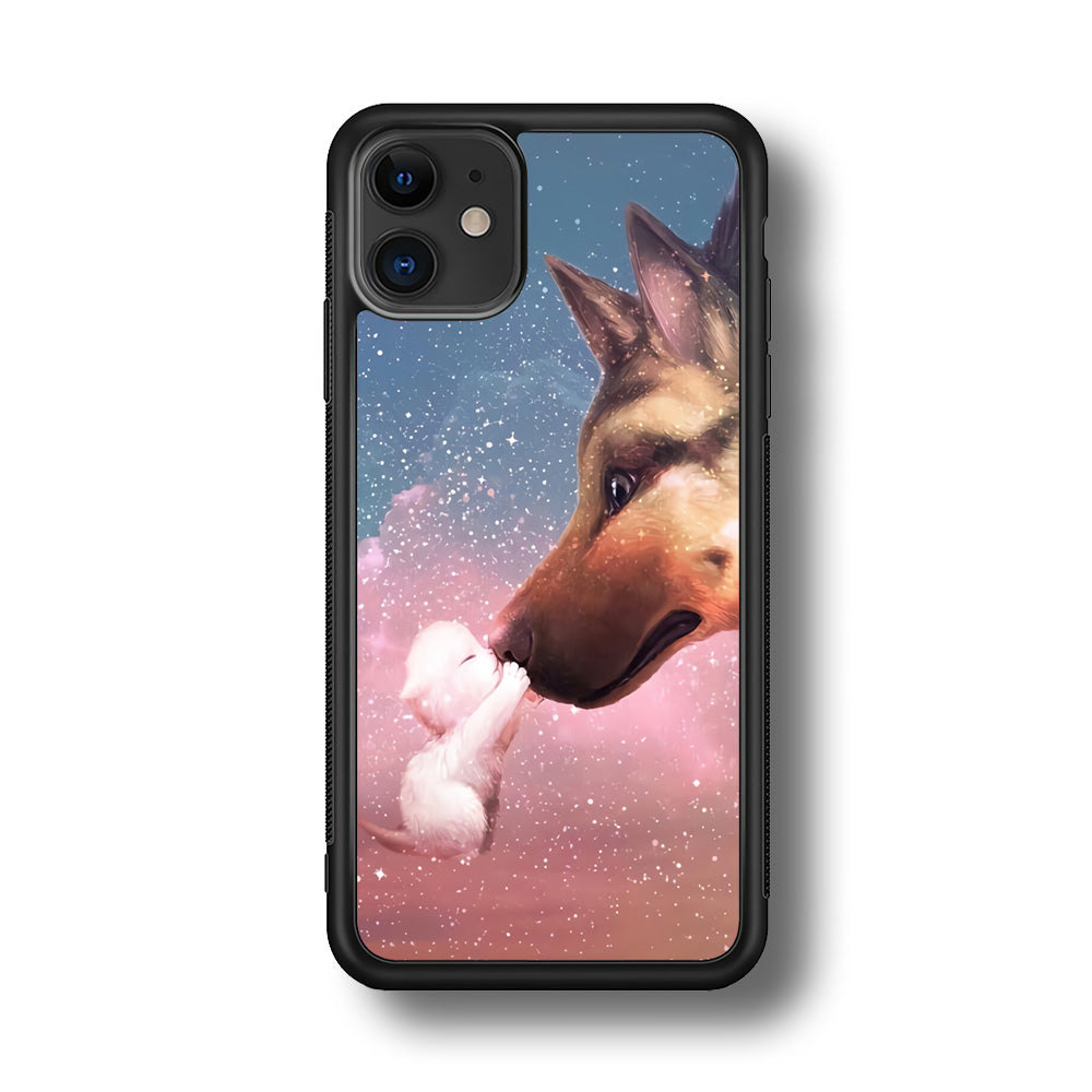 Cute Cat Kiss Dog iPhone 11 Case-Phone Case-Rubber Black (2D Case)-Altracase