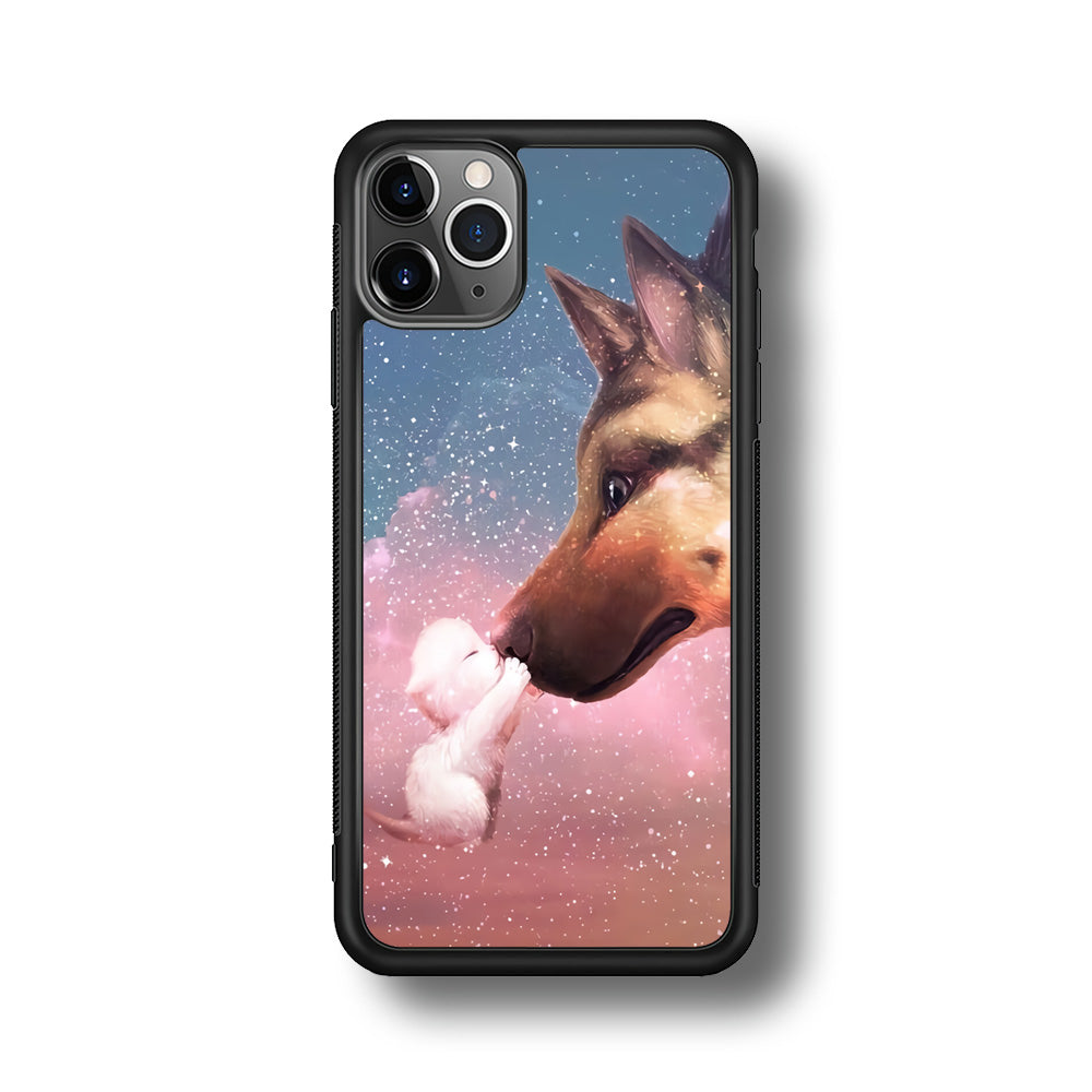 Cute Cat Kiss Dog iPhone 11 Pro Case-Phone Case-Rubber Black (2D Case)-Altracase