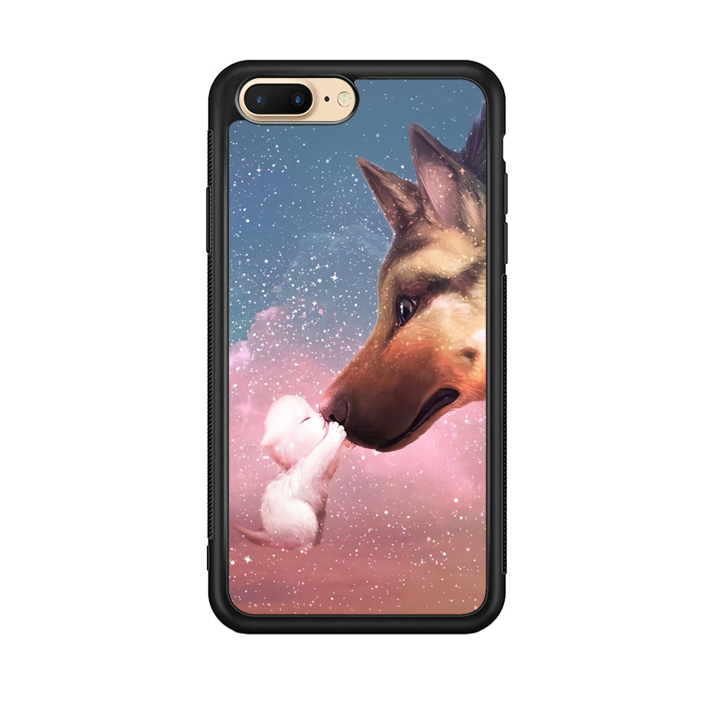Cute Cat Kiss Dog iPhone 8 Plus Case-Phone Case-Rubber Black (2D Case)-Altracase