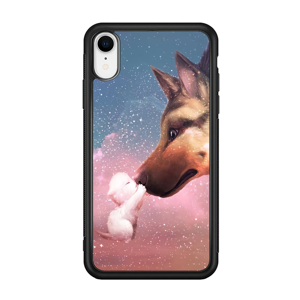 Cute Cat Kiss Dog iPhone XR Case-Phone Case-Rubber Black (2D Case)-Altracase