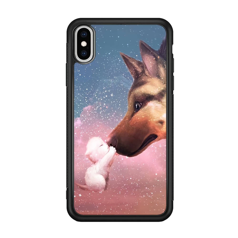 Cute Cat Kiss Dog iPhone X Case-Phone Case-Rubber Black (2D Case)-Altracase
