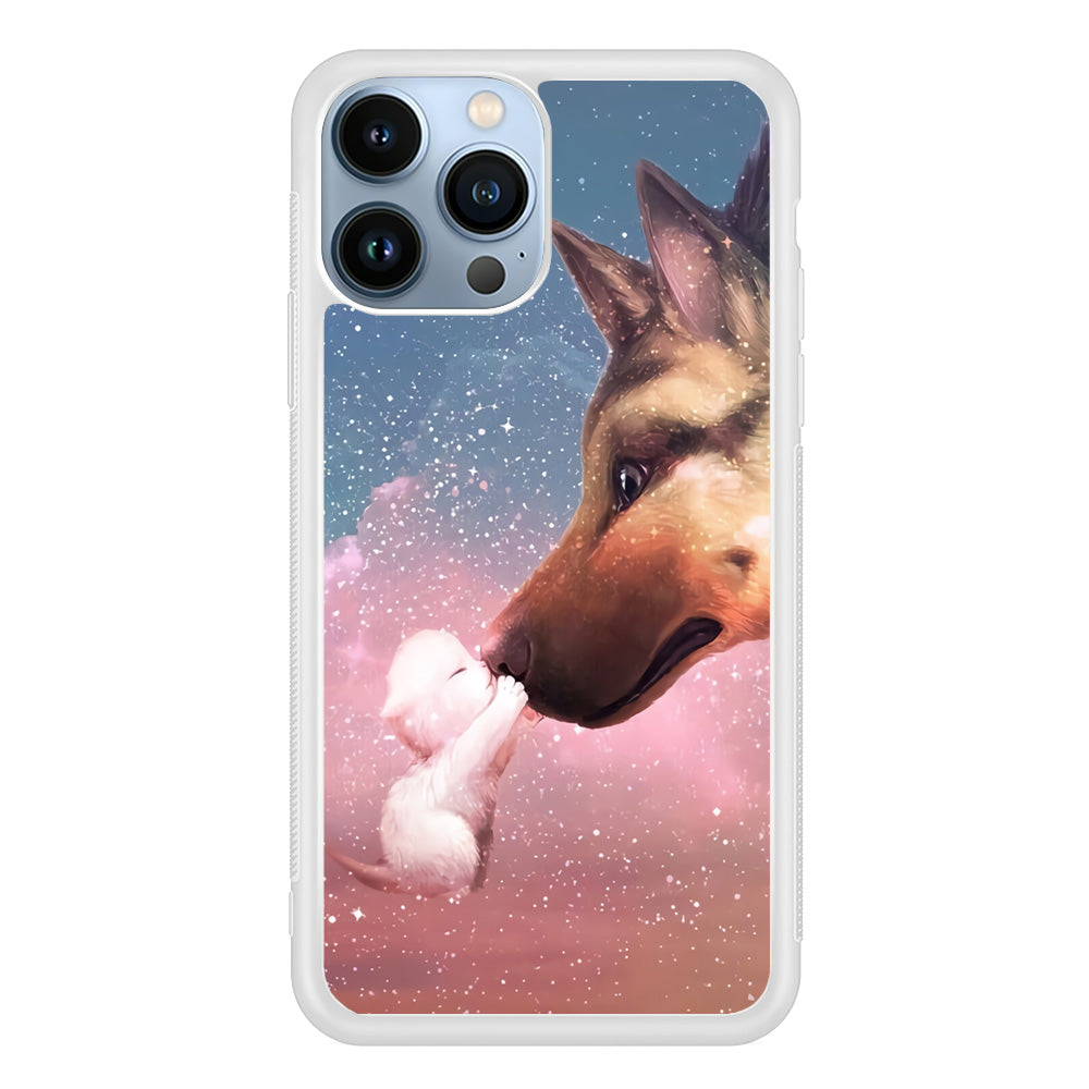 Cute Cat Kiss Dog iPhone 15 Pro Max Case-Phone Case-Rubber White (2D Case)-Altracase