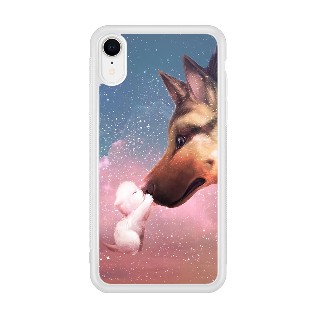 Cute Cat Kiss Dog iPhone XR Case-Phone Case-Rubber White (2D Case)-Altracase