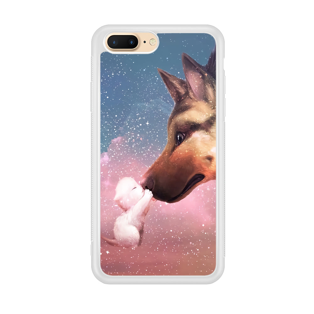 Cute Cat Kiss Dog iPhone 8 Plus Case-Phone Case-Rubber White (2D Case)-Altracase