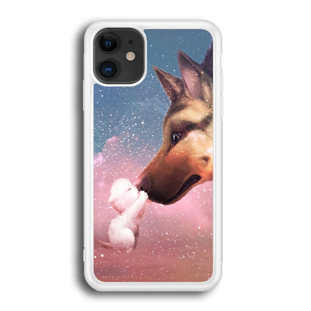 Cute Cat Kiss Dog iPhone 12 Case-Phone Case-Rubber White (2D Case)-Altracase