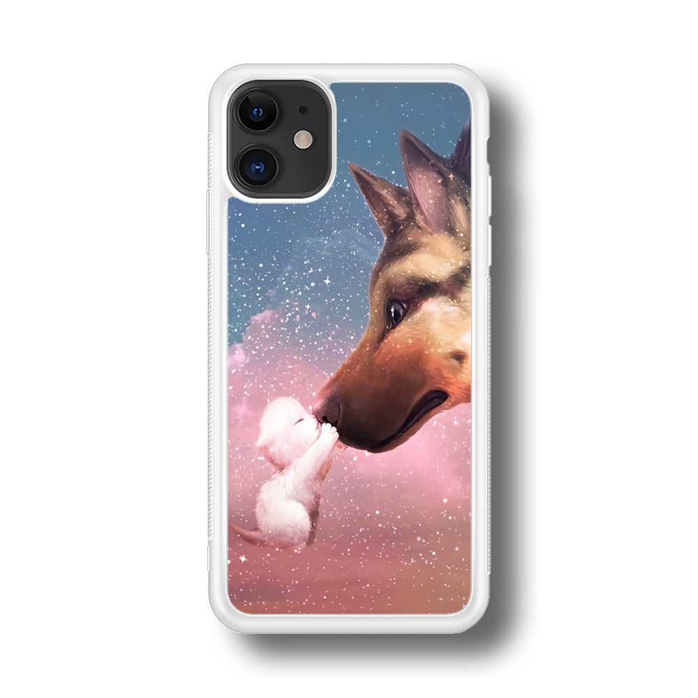 Cute Cat Kiss Dog iPhone 11 Case-Phone Case-Rubber White (2D Case)-Altracase