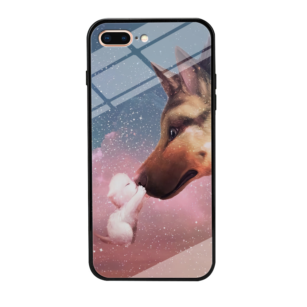 Cute Cat Kiss Dog iPhone 8 Plus Case-Phone Case-Tempered Glass Case-Altracase