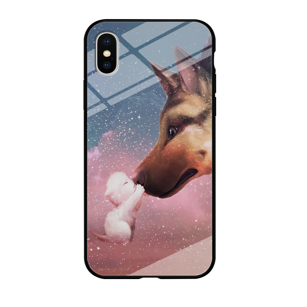 Cute Cat Kiss Dog iPhone X Case-Phone Case-Tempered Glass Case-Altracase