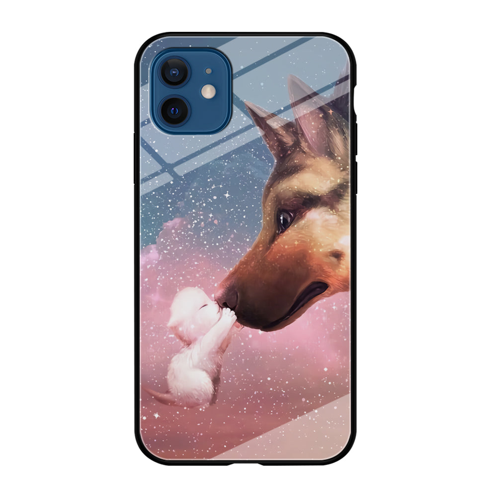 Cute Cat Kiss Dog iPhone 12 Case-Phone Case-Tempered Glass Case-Altracase
