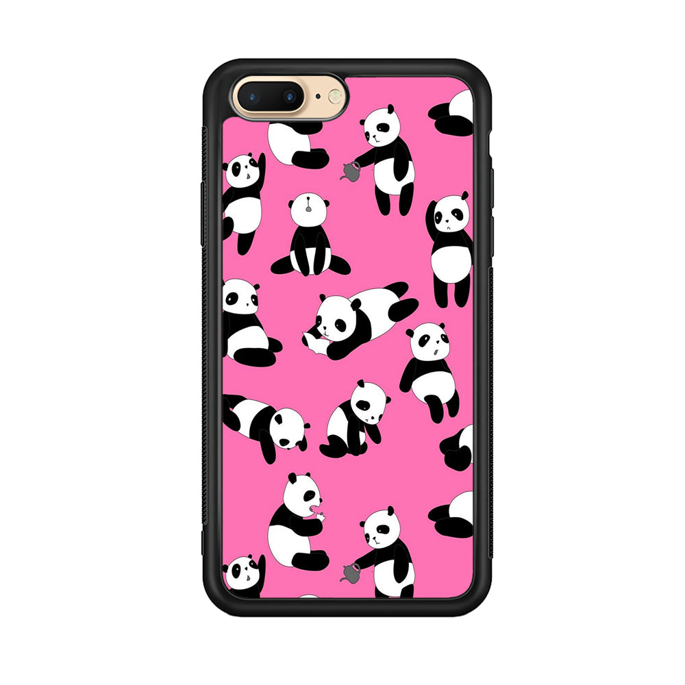 Cute Panda iPhone 8 Plus Case-Phone Case-Rubber Black (2D Case)-Altracase