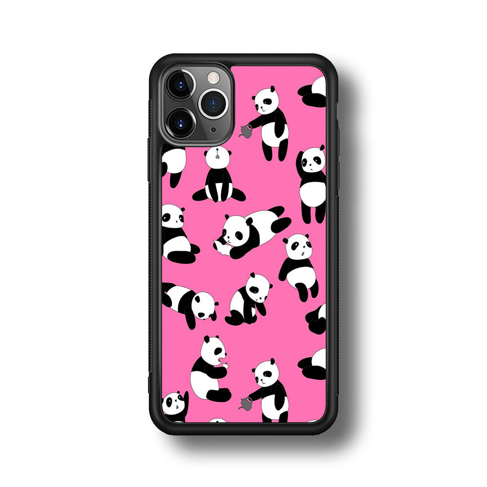 Cute Panda iPhone 11 Pro Case-Phone Case-Rubber Black (2D Case)-Altracase