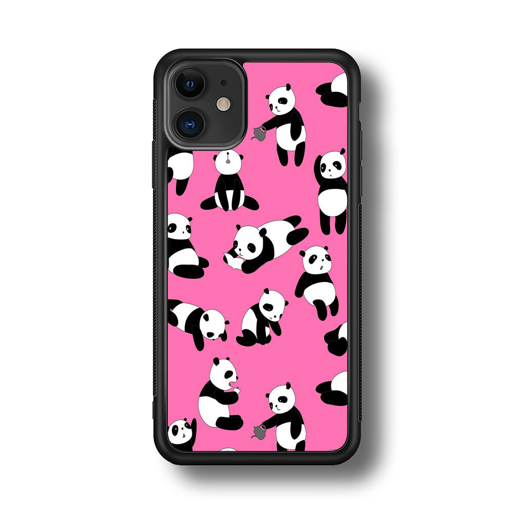 Cute Panda iPhone 11 Case-Phone Case-Rubber Black (2D Case)-Altracase