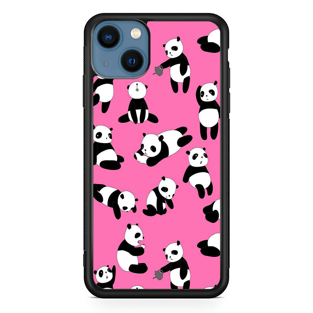 Cute Panda iPhone 13 Case-Phone Case-Rubber Black (2D Case)-Altracase