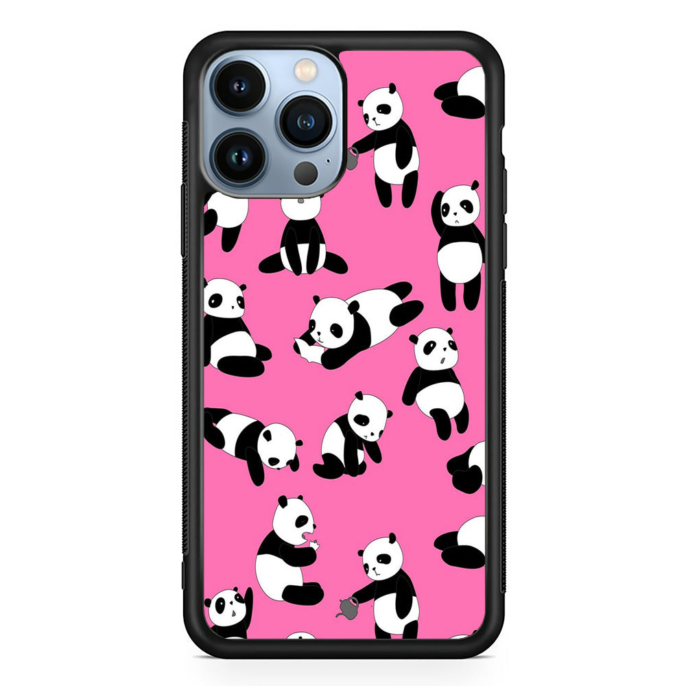 Cute Panda iPhone 15 Pro Max Case-Phone Case-Rubber Black (2D Case)-Altracase