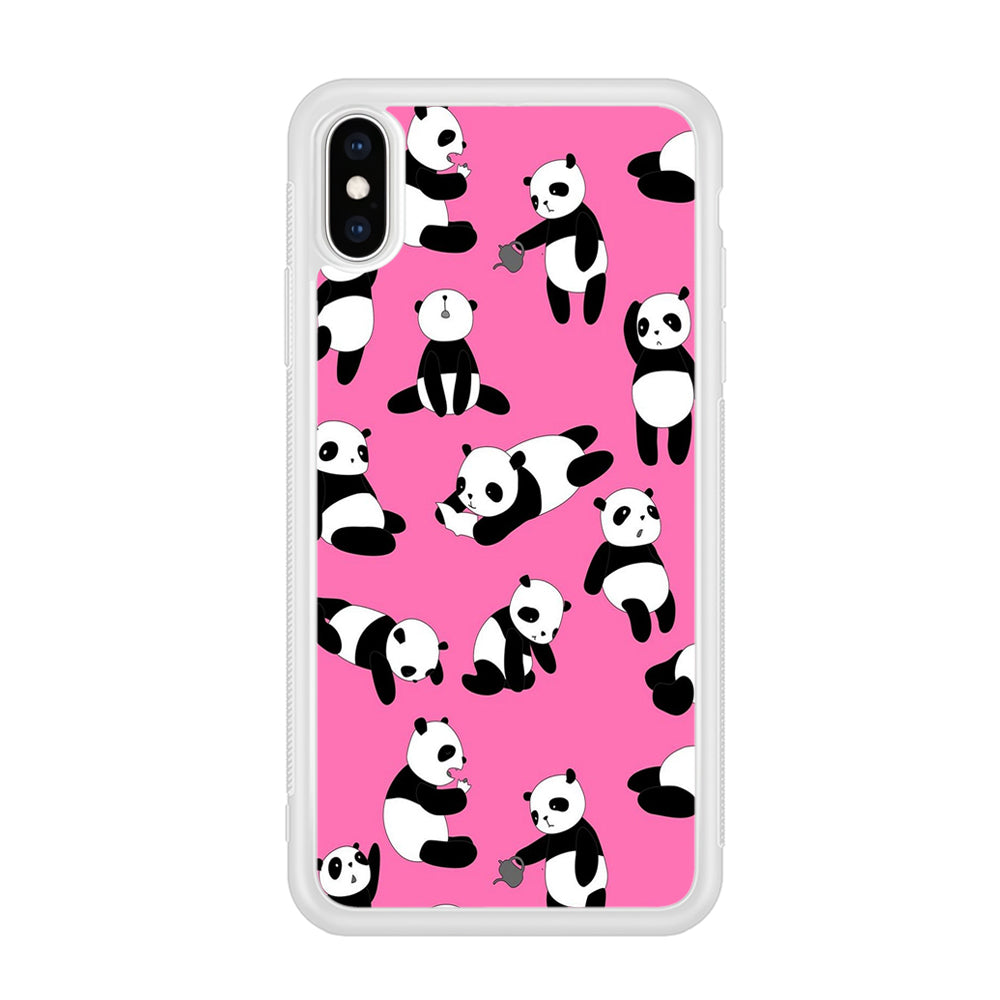 Cute Panda iPhone Xs Case-Phone Case-Rubber White (2D Case)-Altracase