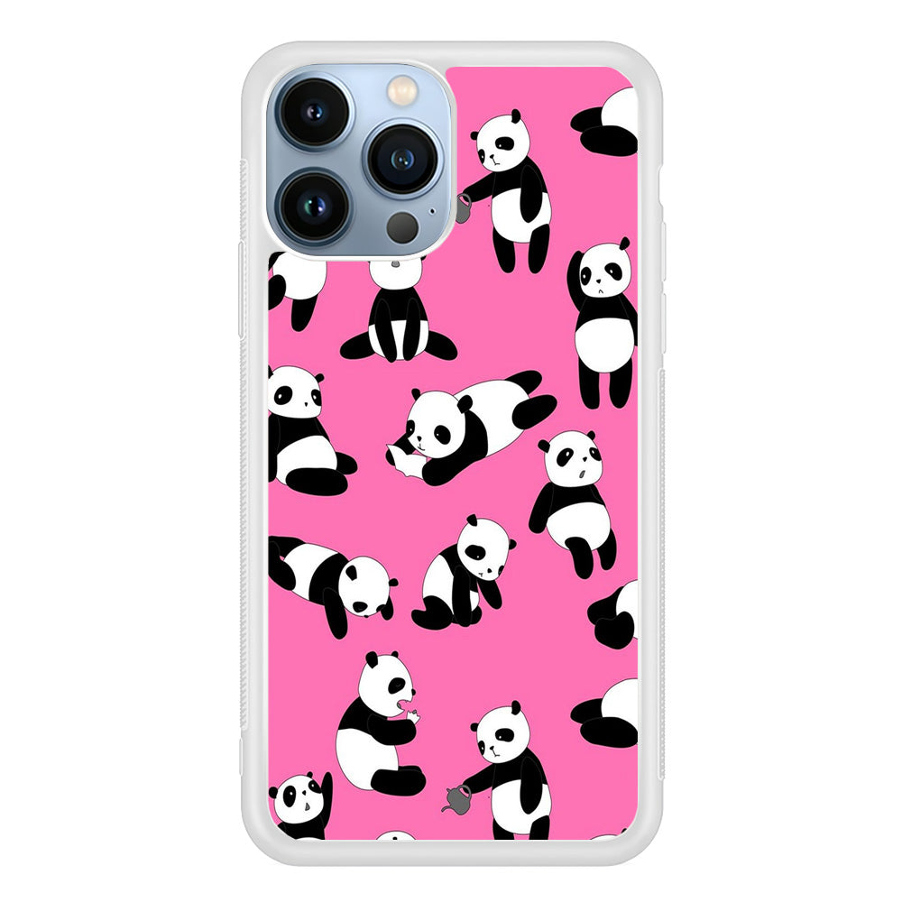 Cute Panda iPhone 15 Pro Max Case-Phone Case-Rubber White (2D Case)-Altracase