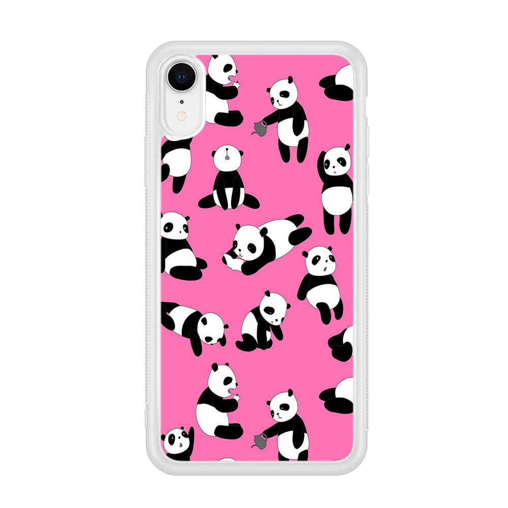 Cute Panda iPhone XR Case-Phone Case-Rubber White (2D Case)-Altracase