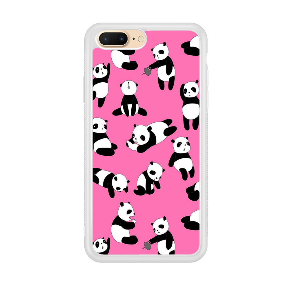 Cute Panda iPhone 8 Plus Case-Phone Case-Rubber White (2D Case)-Altracase