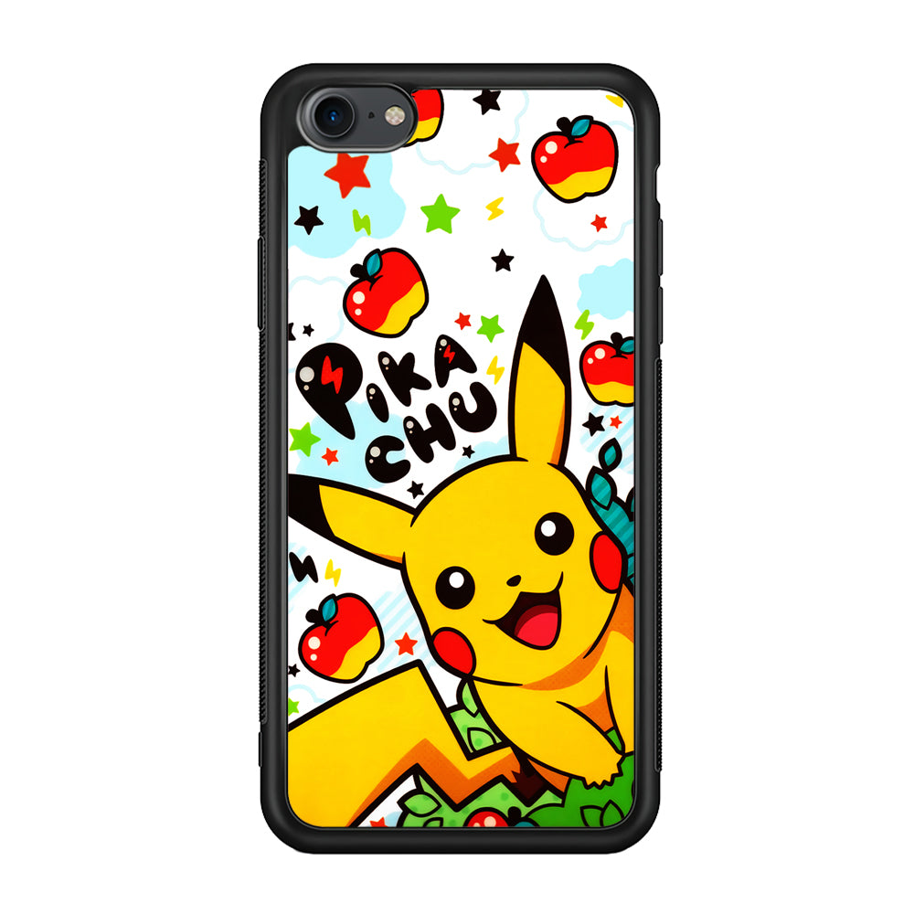 Cute Pikachu and Apple iPhone 7 Case-Phone Case-Rubber Black (2D Case)-Altracase