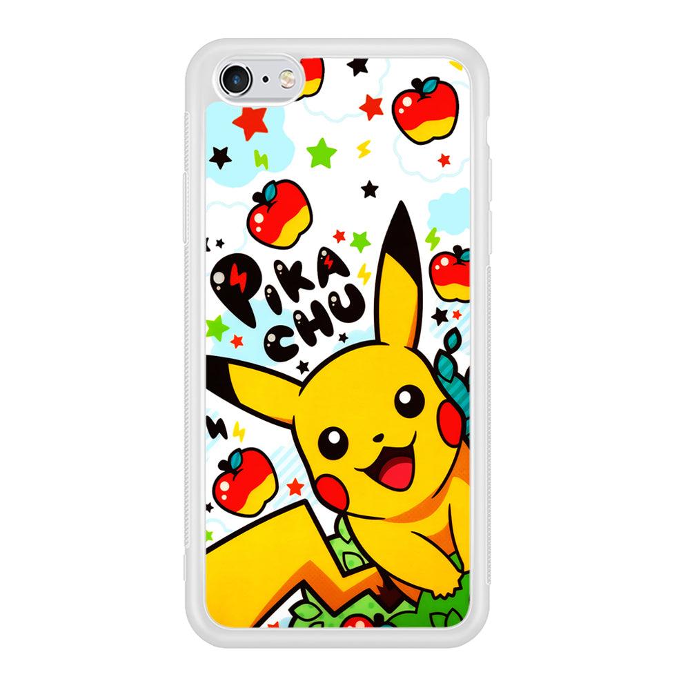 Cute Pikachu and Apple iPhone 6 | 6s Case-Phone Case-Rubber White (2D Case)-Altracase
