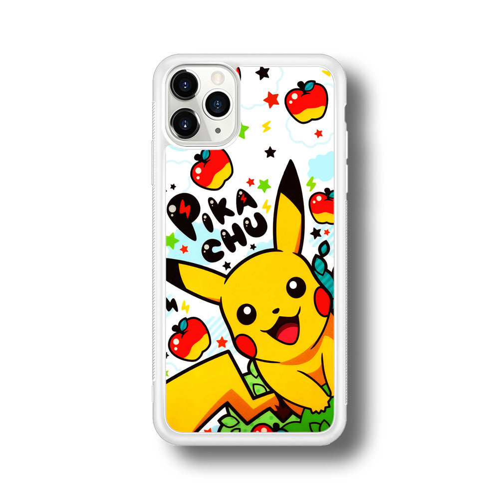 Cute Pikachu and Apple iPhone 11 Pro Case-Phone Case-Rubber White (2D Case)-Altracase