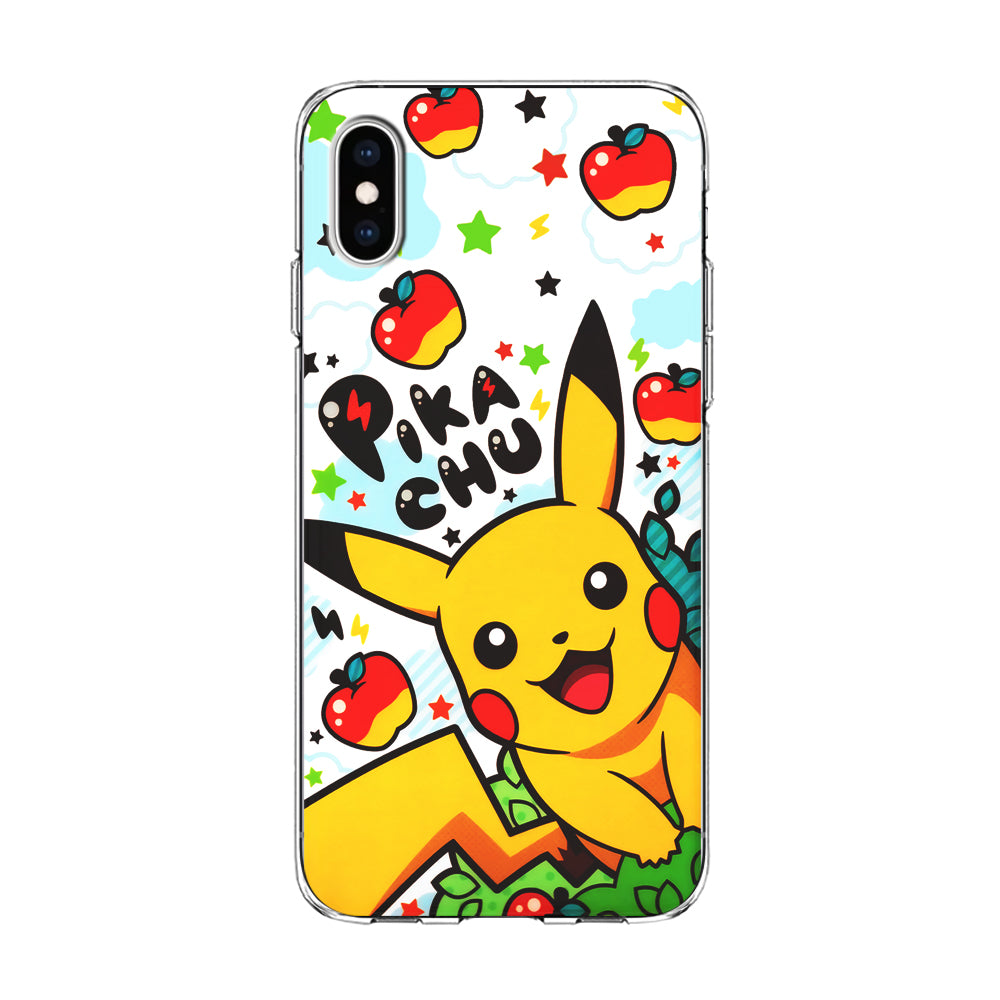 Cute Pikachu and Apple iPhone X Case-Phone Case-Clear Soft Case-Altracase