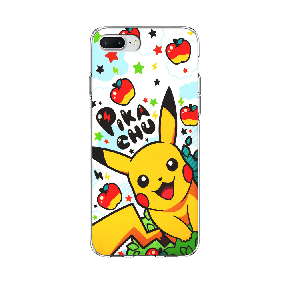 Cute Pikachu and Apple iPhone 8 Plus Case-Phone Case-Clear Soft Case-Altracase