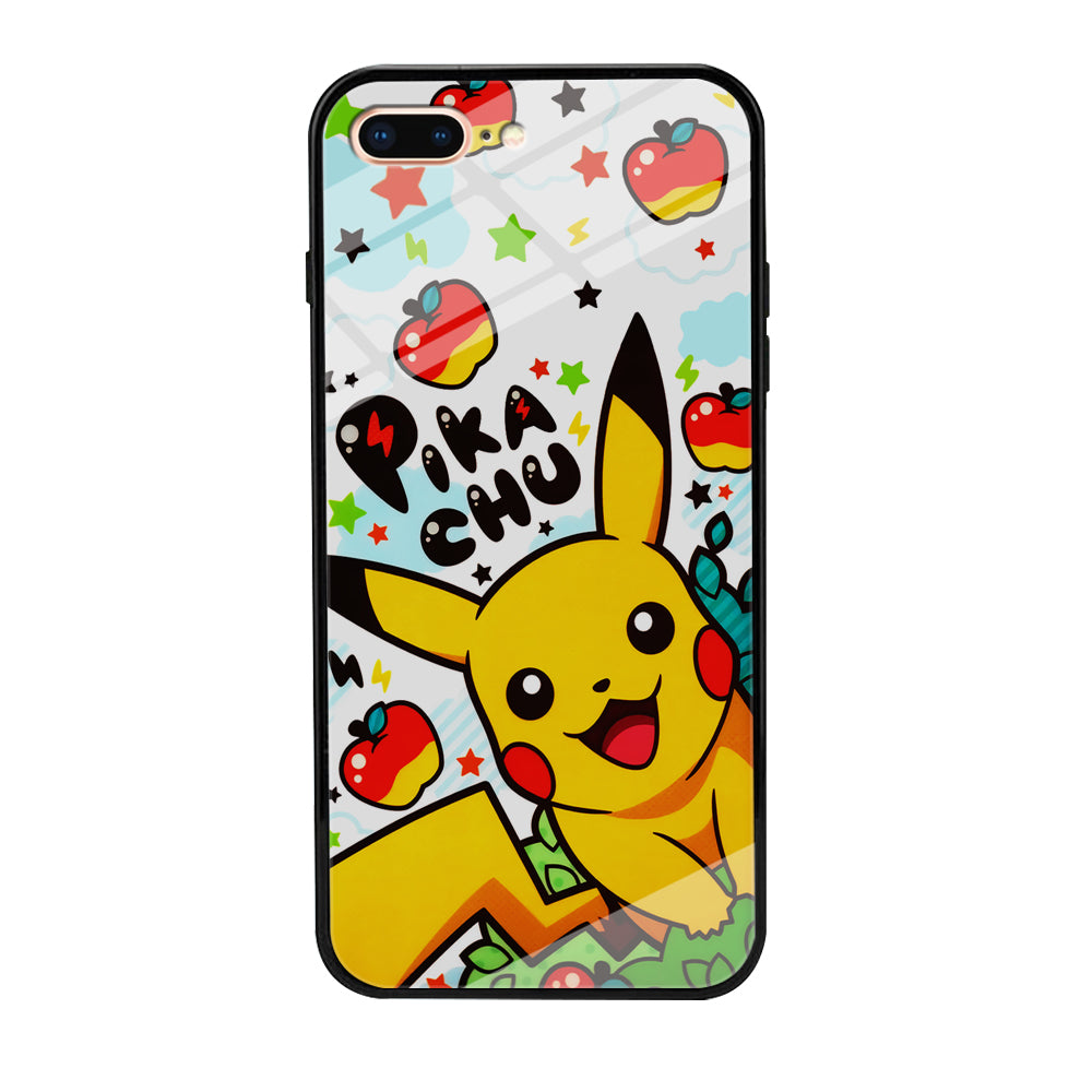 Cute Pikachu and Apple iPhone 7 Plus Case-Phone Case-Tempered Glass Case-Altracase