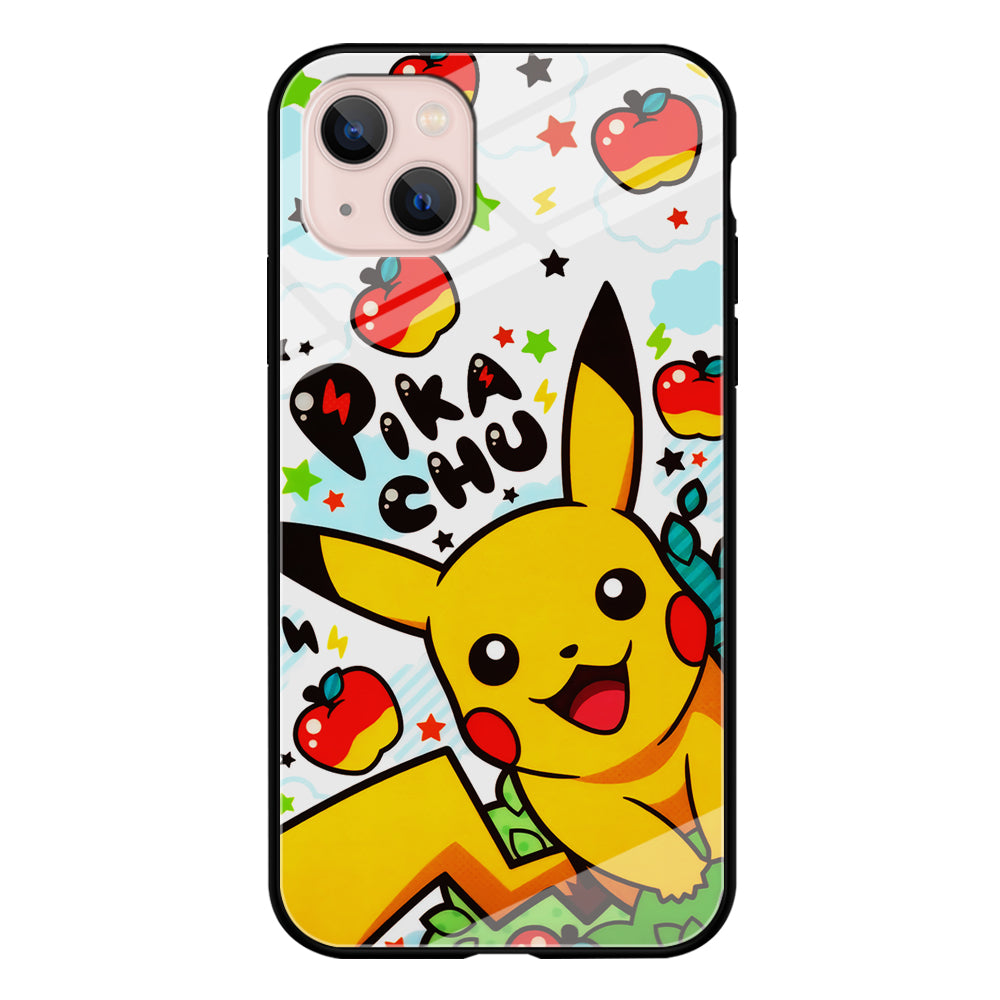 Cute Pikachu and Apple iPhone 13 Mini Case-Phone Case-Tempered Glass Case-Altracase