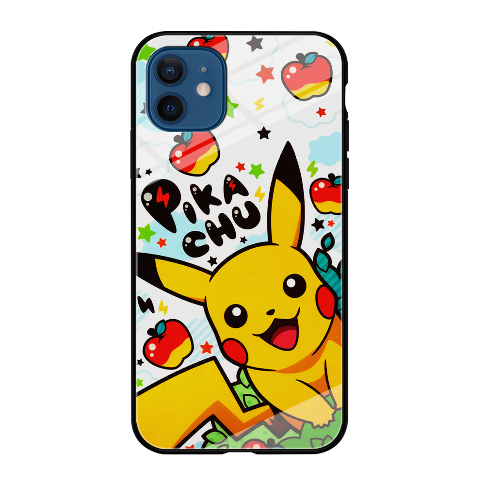 Cute Pikachu and Apple iPhone 12 Case-Phone Case-Tempered Glass Case-Altracase