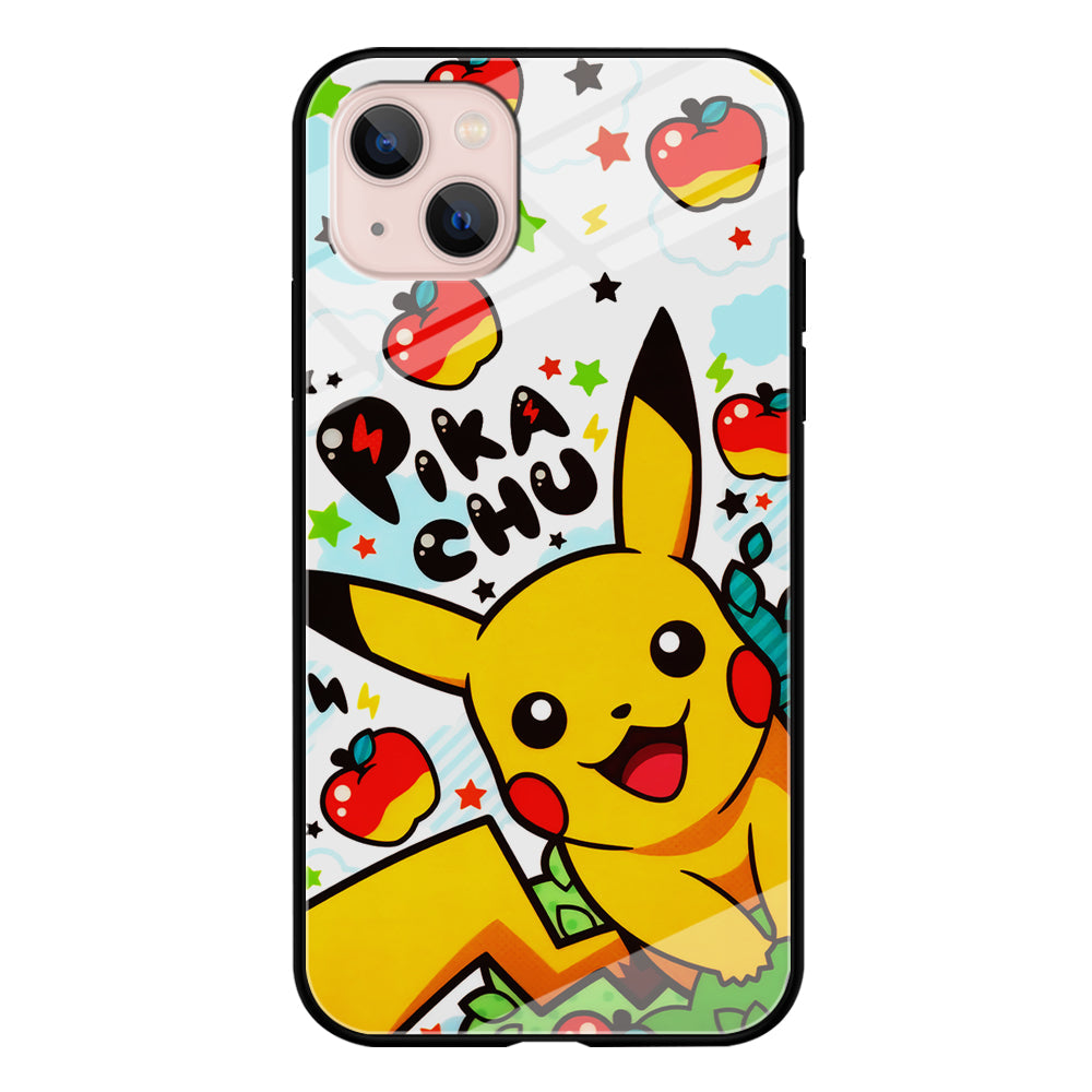 Cute Pikachu and Apple iPhone 13 Case-Phone Case-Tempered Glass Case-Altracase