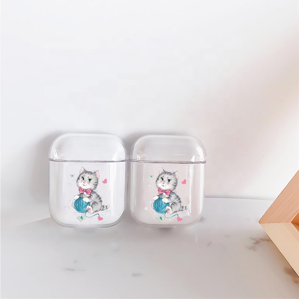 Cute Cat Hard Plastic Protective Clear Case Cover For Apple Airpods-AirPod Case-Altracase