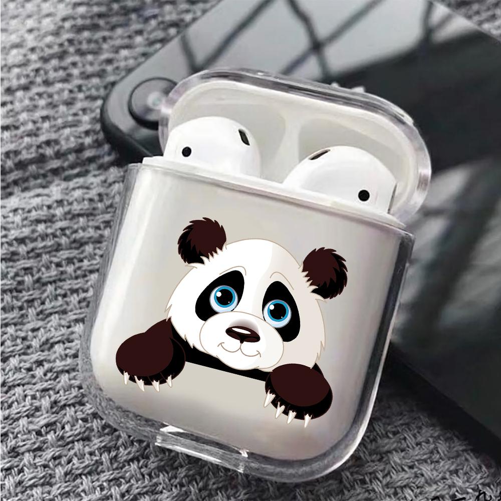 Cute Panda Hard Plastic Protective Clear Case Cover For Apple Airpods-AirPod Case-Altracase