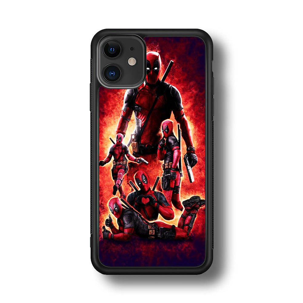 Deadpool On Fire iPhone 11 Case-Phone Case-Rubber Black (2D Case)-Altracase
