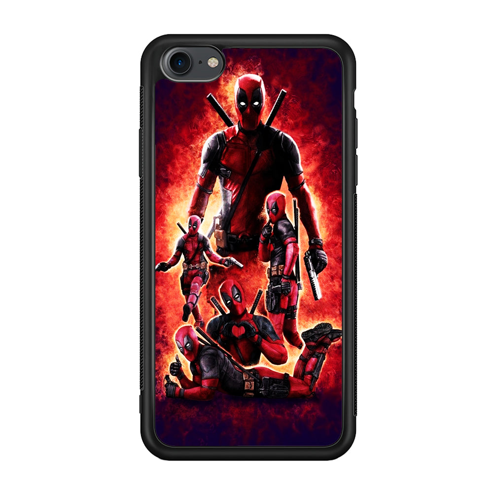 Deadpool On Fire iPhone 7 Case-Phone Case-Rubber Black (2D Case)-Altracase
