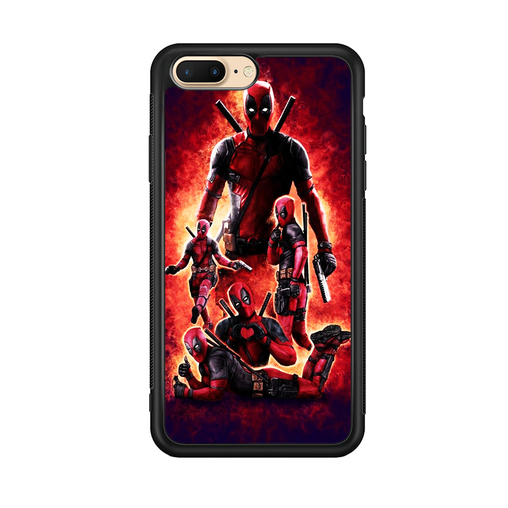 Deadpool On Fire iPhone 8 Plus Case-Phone Case-Rubber Black (2D Case)-Altracase
