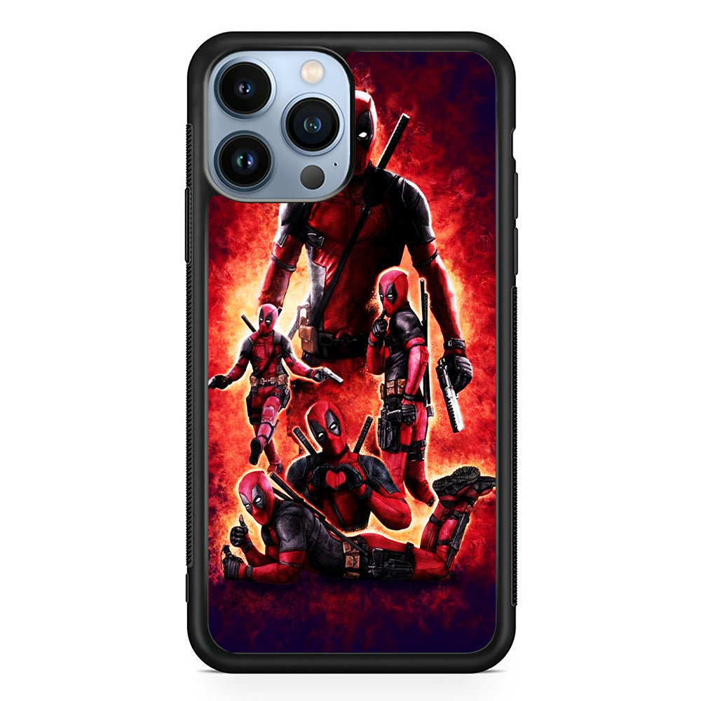 Deadpool On Fire iPhone 15 Pro Max Case-Phone Case-Rubber Black (2D Case)-Altracase
