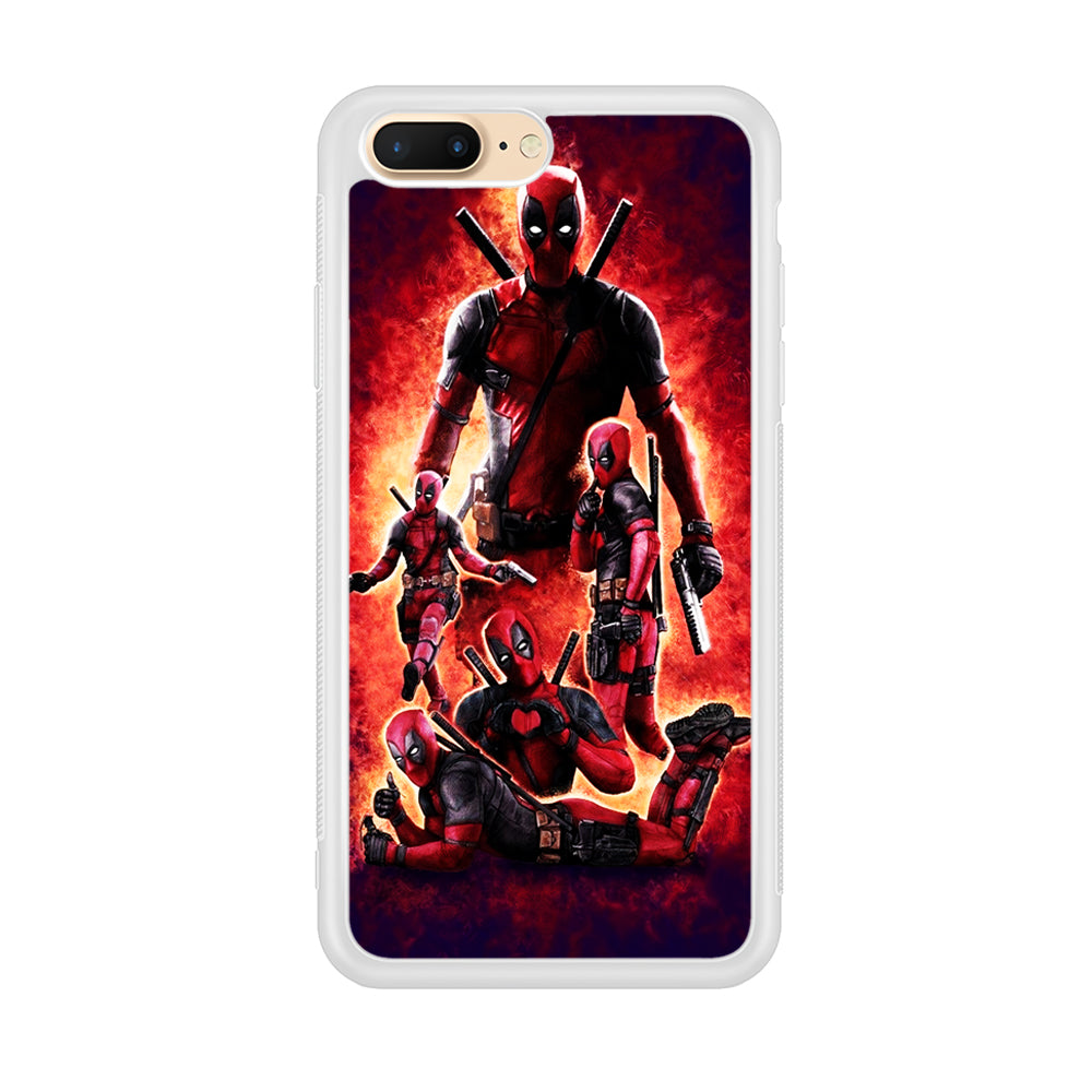 Deadpool On Fire iPhone 8 Plus Case-Phone Case-Rubber White (2D Case)-Altracase