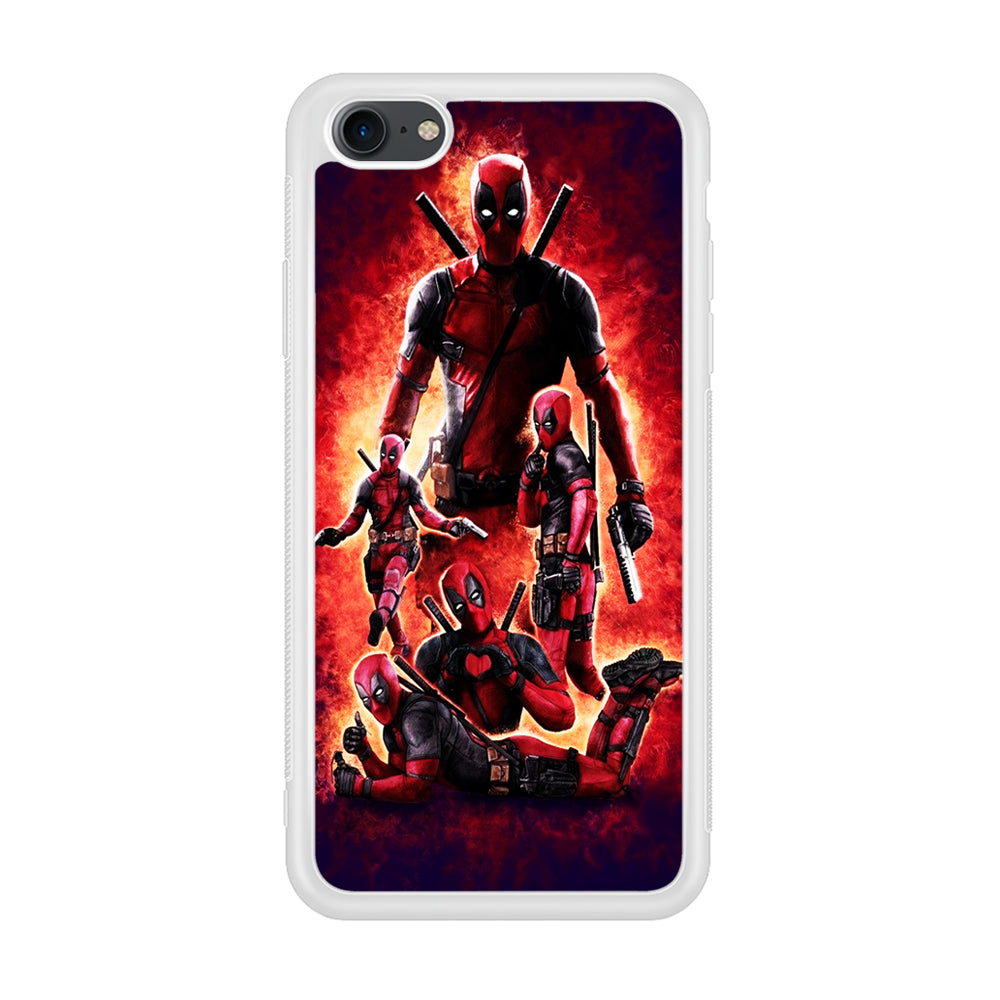 Deadpool On Fire iPhone 7 Case-Phone Case-Rubber White (2D Case)-Altracase
