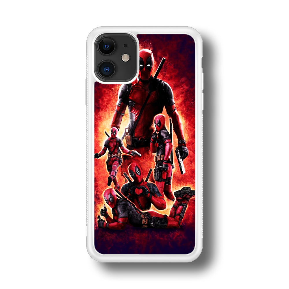 Deadpool On Fire iPhone 11 Case-Phone Case-Rubber White (2D Case)-Altracase